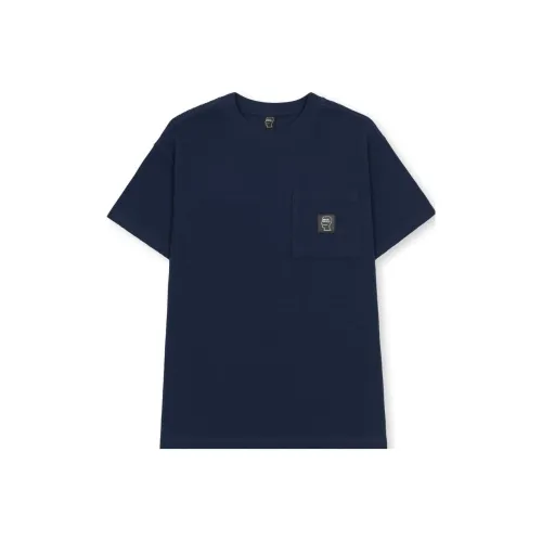 Brain Dead Вафельная вязка Mockneck Карман Рубашка W T Рубашка Унисекс Морской синий