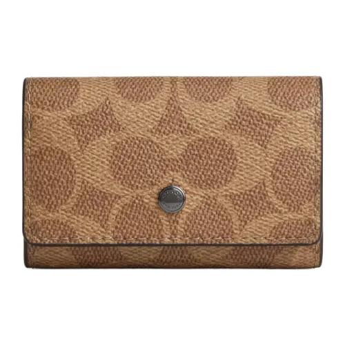 COACH Покрытый холст Key Pouch Мини Мужской Рыжевато-коричневый