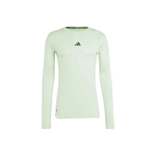 Adidas Workout Длинный рукав Т-рубашка Мужская Полу-зеленый