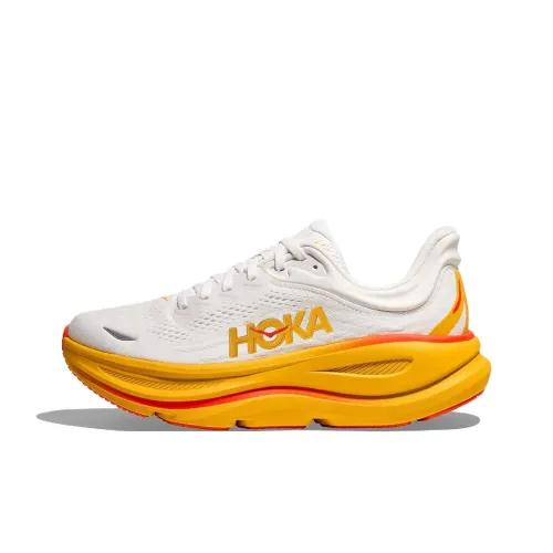 HOKA ONE ONE Bondi 9 Устойчивые к истиранию Низкие Кроссовки для бега Мужские Белый Желтый