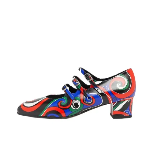 Carel Kina Грубый каблук Туфли Мэри Джейн 4CM Женские Многоцветный