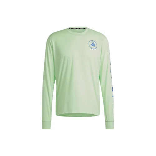 Adidas OWN THE RUN Adidas Runners Long Sleeve Tee Gender Neutral T-Shirt Unisex Turquoise Adidas OWN THE RUN Adidas Runners Длинный рукав Т-рубашка Gender Neutral Унисекс Бирюзовый