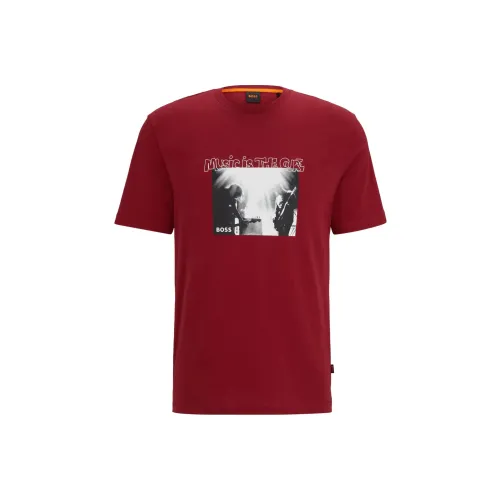 Hugo Boss Red Men's T-Shirts Hugo Boss Красные Мужские Футболки
