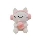 Розовый котенок с наушниками, кукла, 22 см