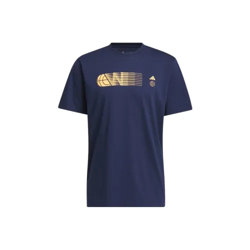 Adidas Worldwide Hoops Городской Graphic Tee T-Рубашка Мужская Синяя