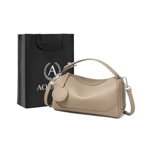 AOKANG Сумка из бостонской сумки из коровьей кожи сумка через плечо сумка на плечо обычная женская слоновая сера экрю