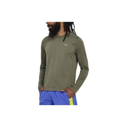 Saucony Секундомер Длинный рукав Т-рубашка Мужская Зеленая