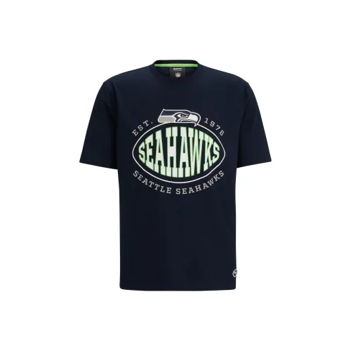 Hugo Boss Эластичная хлопковая рубашка с совместным брендингом мужская темно-синяя