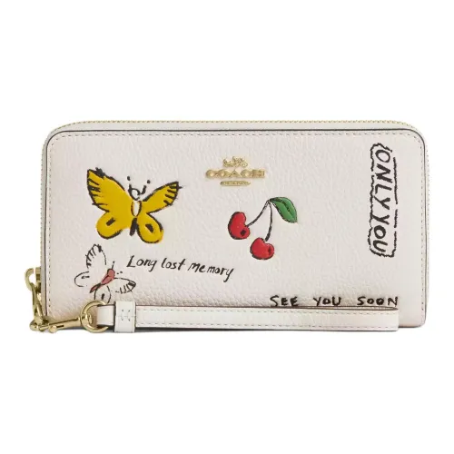 COACH Zip Around Кожа Кошелек Маленький Женская Белая