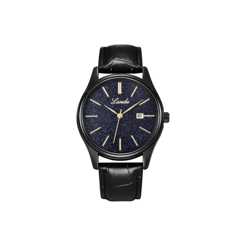 LANDU Кварцевый механизм кожаный ремешок мужские часы синий циферблат