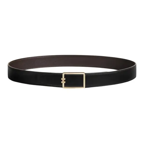 HERMES Металл Телячья кожа Кожаные ремни Мужской Черный Ширина 3,2 см