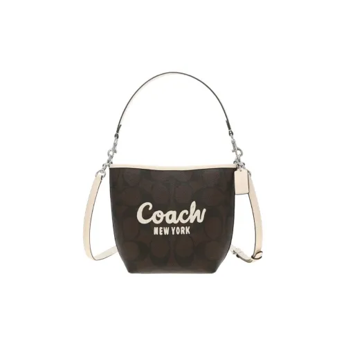 COACH Городская кожаная сумка-ведро сумка женская черная