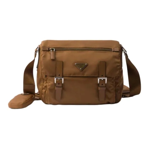 PRADA RE Нейлон Переработанный нейлон Сумка через плечо Унисекс Цвет коньяка