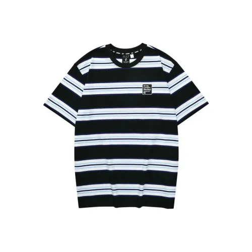 Skechers SS24 T Рубашка Унисекс Черный с Белым и Синий Смешанный Полосы