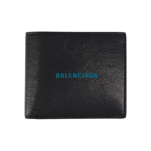 Balenciaga Cash Телячья кожа Кошелек Мужской Черный Синий