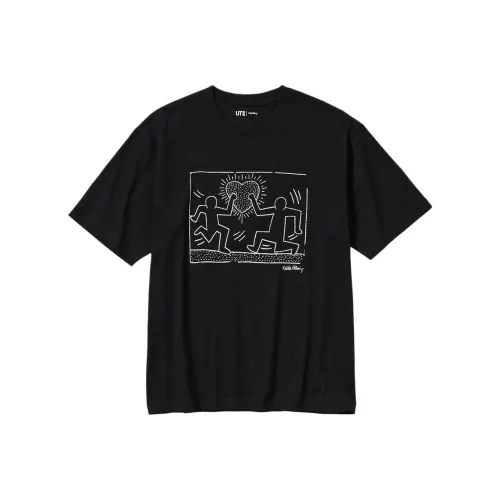 UNIQLO X Keith Haring Co Брендированная Серия Черная Унисекс Футболка