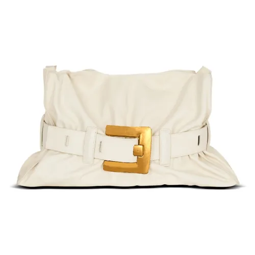 BALMAIN Клатч из коровьей кожи средний женский бежевый