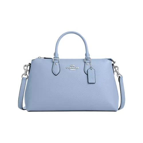 COACH Georgia Утонченный Pebble Pattern Кожа Одно плечо Сумка Большая Women's Silver Bluebell