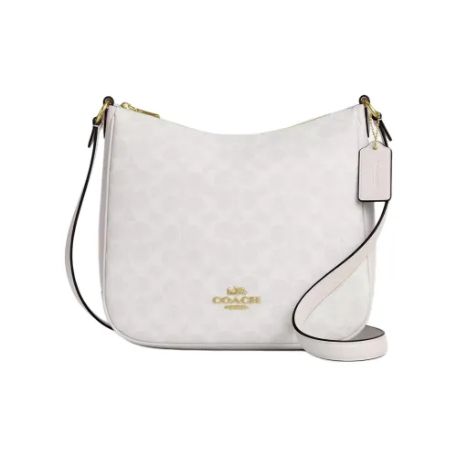 COACH Ellie Покрытый холст Сумка на плечо Большая Женская Белая