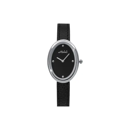 MISHALI Кварцевый механизм кожаный ремешок часы женские черный циферблат