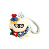 Милый маленький щенок - синий с маленькой цветочной шляпой