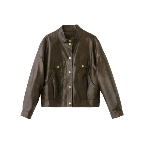 H YXIANG Кожа Куртка Женская