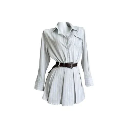 AFGGD Длинное платье с длинными рукавами женское синее