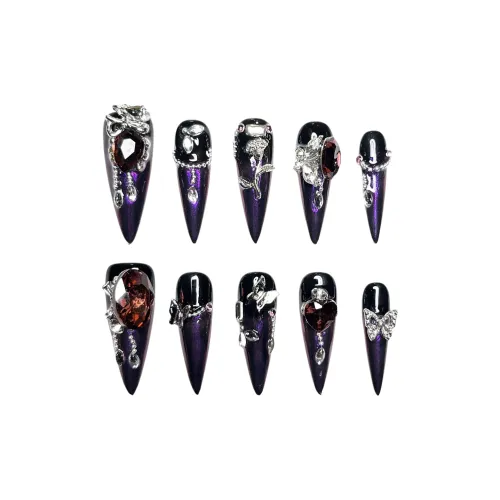 Rui Jin Luxury Style Maillard Style False Nail MID Длина (Length) Фиолетовый градиент Однотонный 26 мм