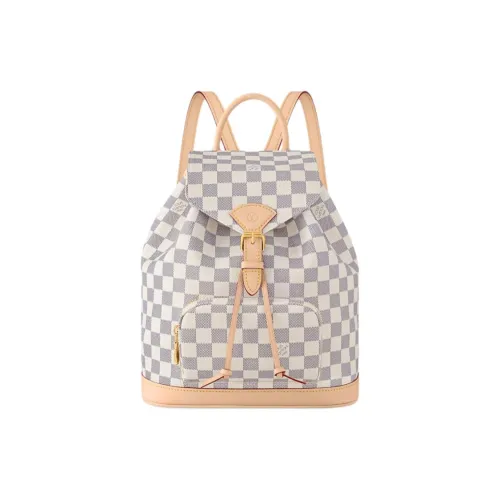 LOUIS VUITTON Montsouris Покрытый холст Рюкзак Маленький Женский Экрю