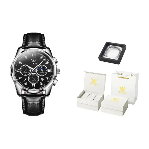 OLEVS Wisdom Series Кварцевый механизм Часы Мужские Черный циферблат