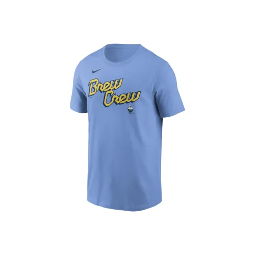 nike Milwaukee Brewers Городской Connect Wordmark T-Shirt Мужской Небесно-голубой