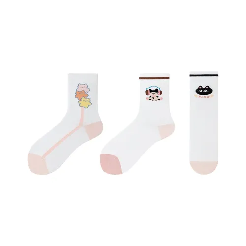 WAJUZHEN Носки Crew Женские 3 упаковки с наушниками для кошек