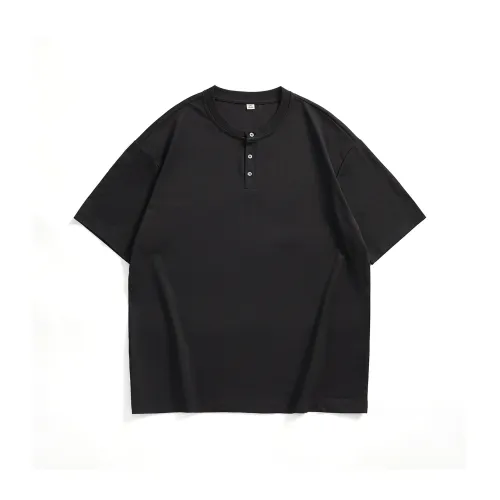 Hansca Дружелюбный к коже Удобный Воротник Генри Короткий рукав Мужская рубашка с коротким рукавом