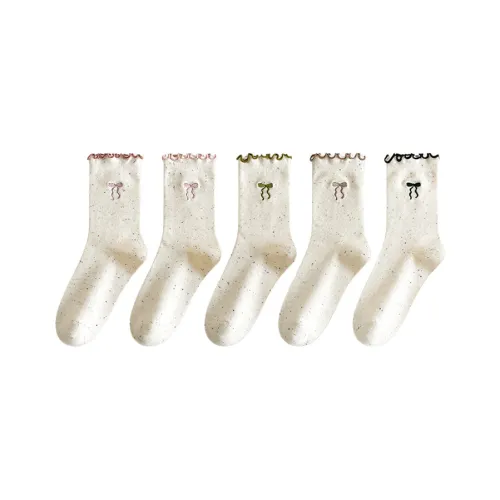 Top Melon Высокие носки Женские 5 пар Зеленые Флуоресцентные