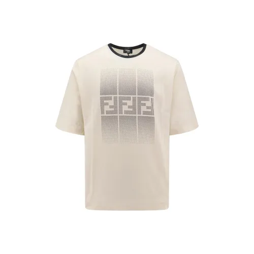 Fendi Экрю Мужские T-рубашки