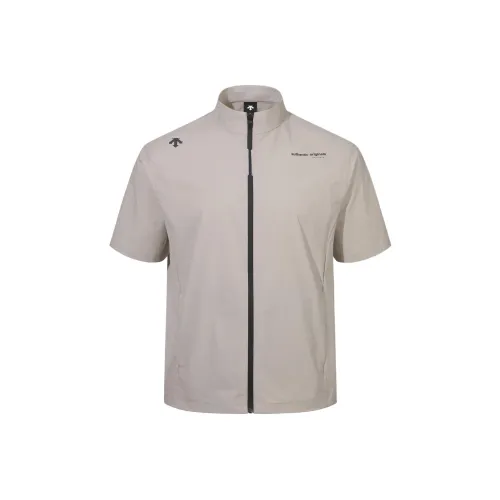 DESCENTE Базовая ткань вязаная короткий рукав полностью застегивающаяся на молнию мужская рубашка