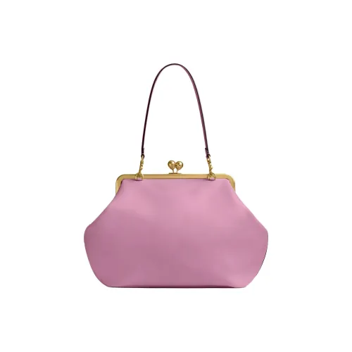 COACH KisslockFrame Кожа Сумка на плечо Большая Женская Розовая