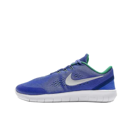 nike Free RN Slip Resistant Abrasion Resistant Низкий Топ Детские Беговые Кроссовки Синий Белый Зеленый Подростки