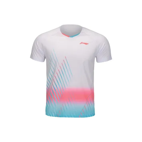 LINING Реглан рукав T-рубашка унисекс белого цвета