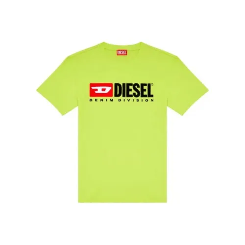 DIESEL Т-рубашка с оборванным плечом унисекс неоновый зеленый