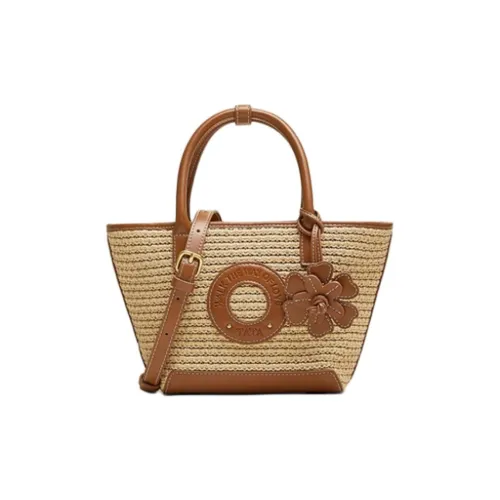 TATA Ткань + Искусственная кожа Сумка Средняя Женская Коричневый и Абрикос