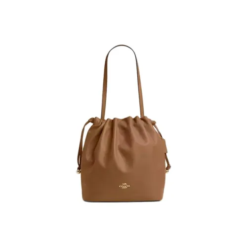 COACH Faye Кожаная Сумка-ведро Сумка Большая Женская Медово-коричневая