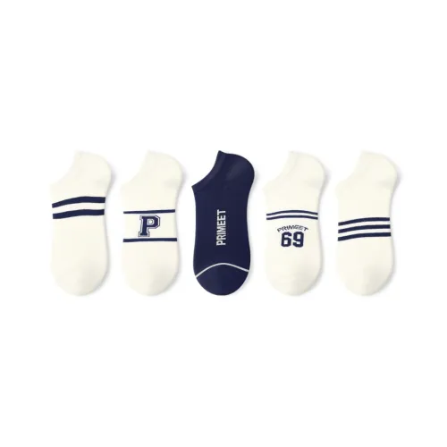PRIMEET Низкие носки для мужчин 5 пар полосатые с буквой