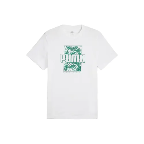 PUMA ESS+ PALM RESORT Мужская графическая футболка T-рубашка мужская белая