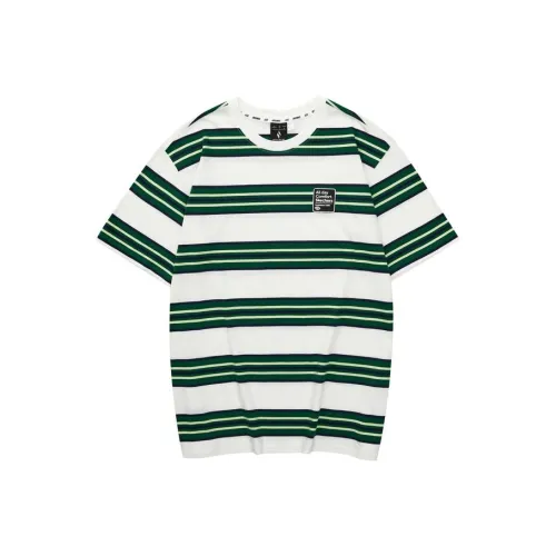 Skechers SS24 T Рубашка Унисекс Белая Подкладочная ткань с Зелеными Смешанными Полосами