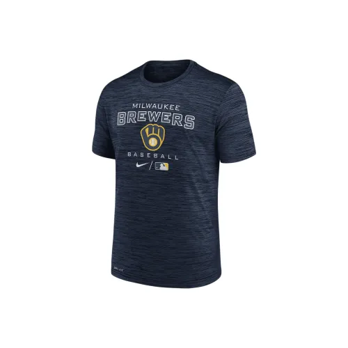 nike x MLB T-Shirt Milwaukee Brewers Мужской Морской Синий