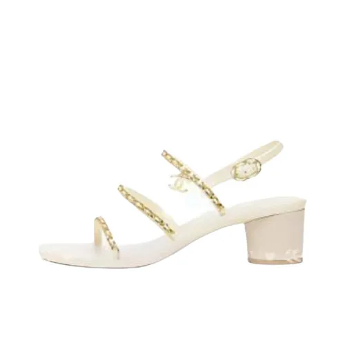 CHANEL 25S One Ремешок Сандалии 5 см Женские Белые