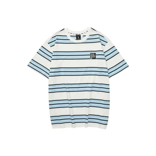 Skechers T-Shirt Унисекс Белый Подкладочная ткань Синий Смешанные Полосы