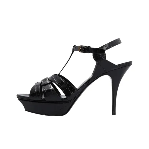 SAINT LAURENT TRIBUTE One Ремешок Сандалии 10,5 см Женские Черные