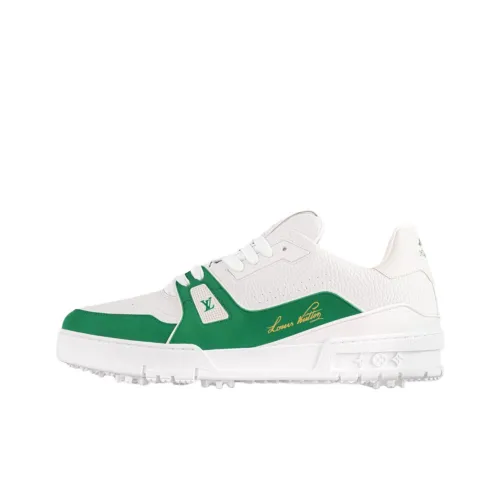 LOUIS VUITTON Тренер Low Топ Скейтборд Кроссовки Мужские Белые Зеленые